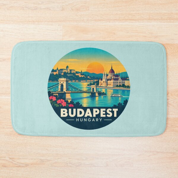 Item preview, Budapest Hungary Retro Sunset Travel Art designed and sold by GusiaTreasures.