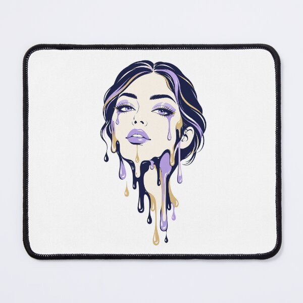 Item preview, "Melting Glamour Portrait: Drip Art Woman with Purple and Gold Dripping Make-up, High-Fashion Illustration for T-shirts and Apparel" designed and sold by Nubian Style.