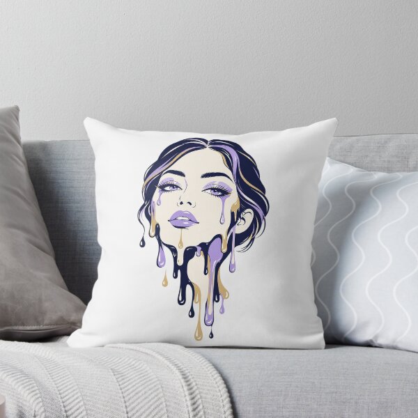 Item preview, "Melting Glamour Portrait: Drip Art Woman with Purple and Gold Dripping Make-up, High-Fashion Illustration for T-shirts and Apparel" designed and sold by Nubian Style.