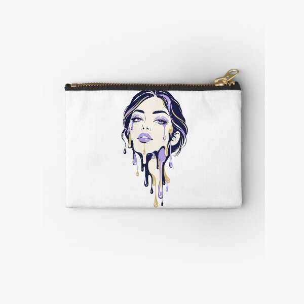 Item preview, "Melting Glamour Portrait: Drip Art Woman with Purple and Gold Dripping Make-up, High-Fashion Illustration for T-shirts and Apparel" designed and sold by Nubian Style.
