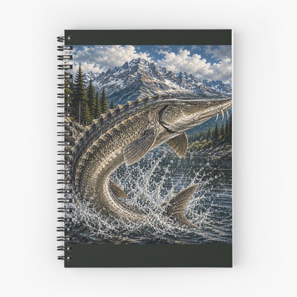 Item preview, Lake Sturgeon Fishing – Trophy Sturgeon Wilderness Illustration designed and sold by Northbound Trail.