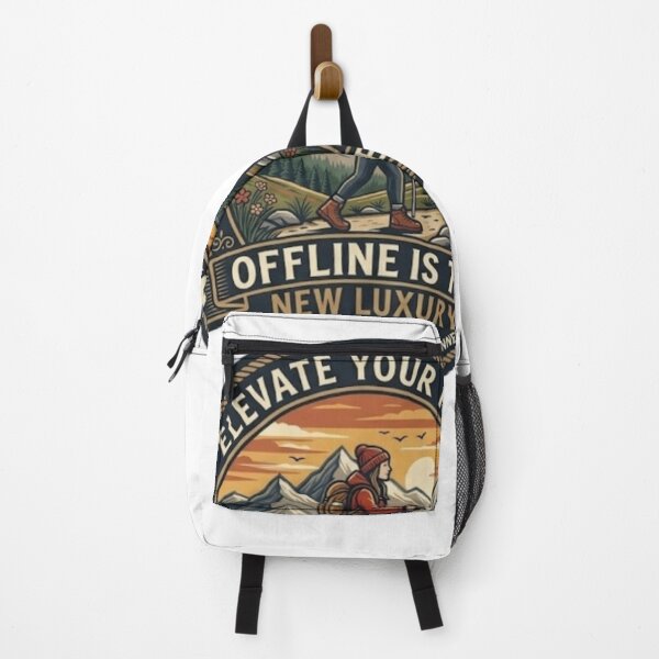 Item preview, Offline Is The New Luxury - Elevate Your Mind Hiking Badge designed and sold by Salma.Store.