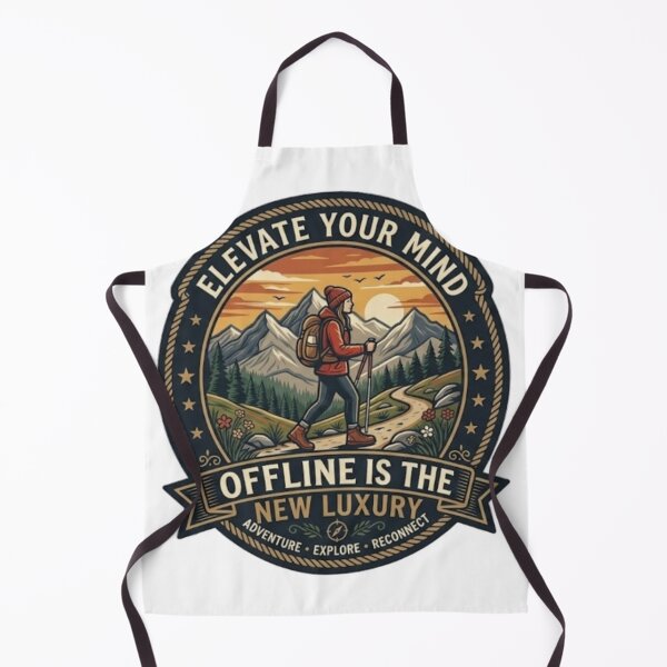 Item preview, Offline Is The New Luxury - Elevate Your Mind Hiking Badge designed and sold by Salma.Store.