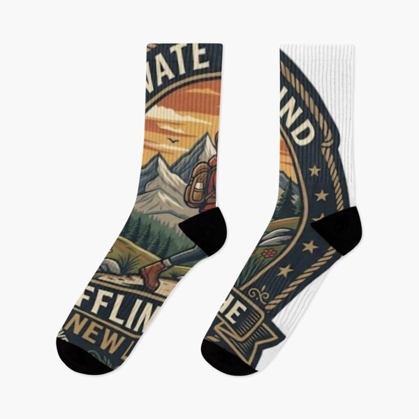 Item preview, Offline Is The New Luxury - Elevate Your Mind Hiking Badge designed and sold by Salma.Store.