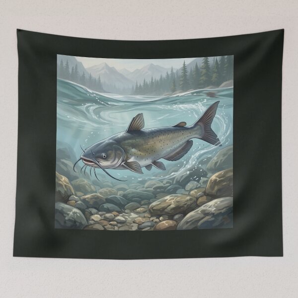 Item preview, Channel Catfish – Freshwater Legends Fishing Illustration designed and sold by Northbound Trail.