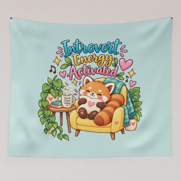 Item preview, Introvert Energy Activated – Cute Cozy Red Panda Introvert Aesthetic designed and sold by StickyDelights.
