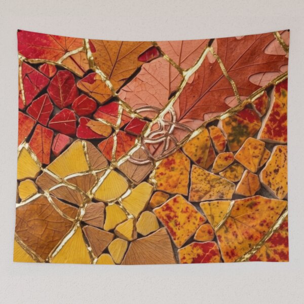 Item preview, Kintsugi Shattered Tiles in Fall Foliage - Mosaic Wabi-Sabi Art Print designed and sold by Purrfecta.
