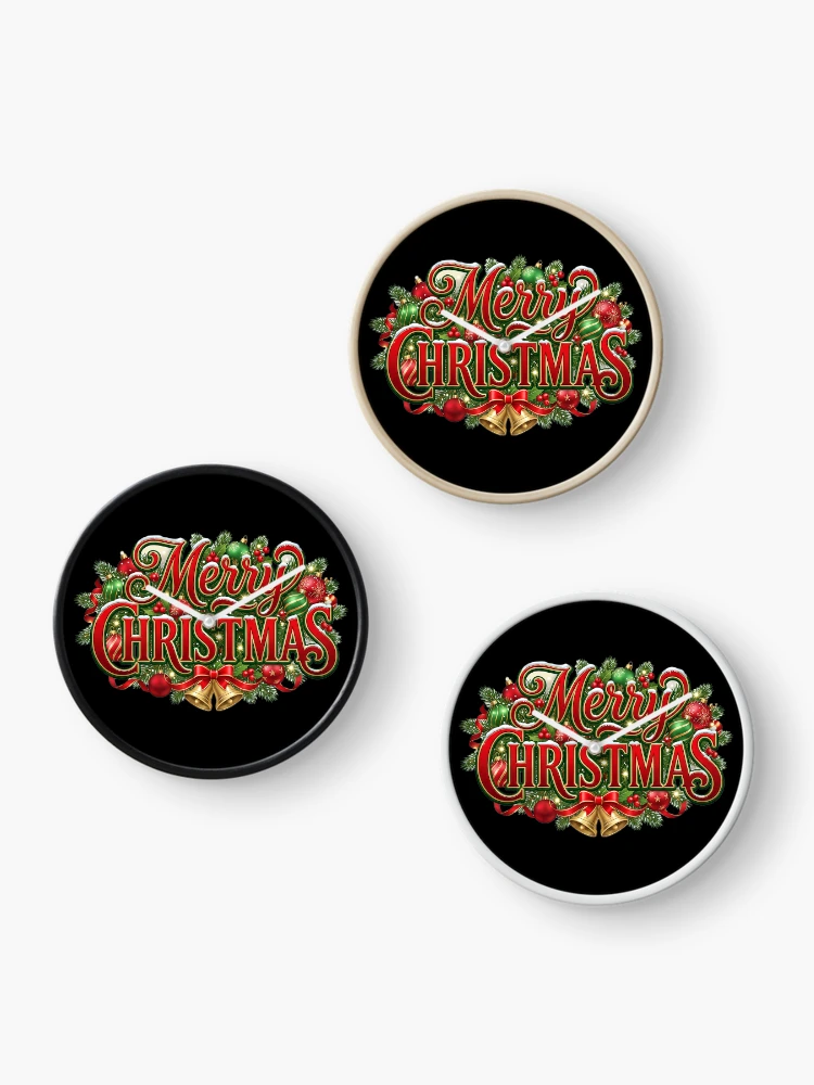 Thumbnail 3 of 4, Clock, Merry Christmas designed and sold by ReneMM.