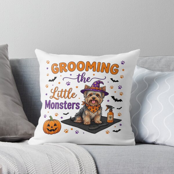 Item preview, Grooming the Little Monsters Cute Yorkie Halloween Art designed and sold by MS Pod Studio.