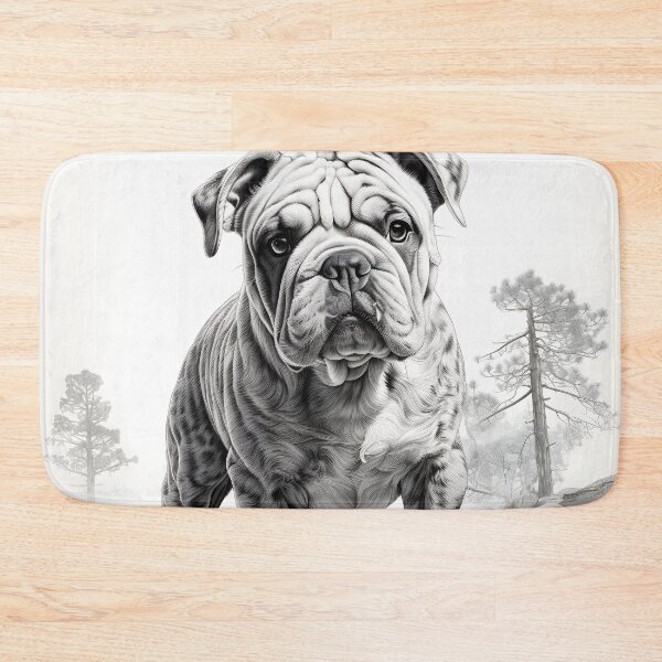Artikelvorschau, English Bulldog Detailed Black and White Ink Illustration entworfen und verkauft von GutyzDesignsES.
