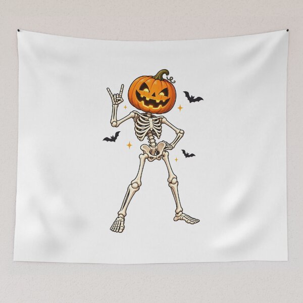 Item preview, Rock On Halloween Pumpkin Skeleton designed and sold by PRINTIONAL.