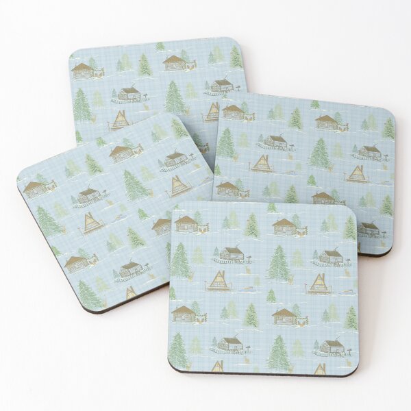 Item preview, Cozy hand-drawn cabins in a forest  designed and sold by horizonandpine.