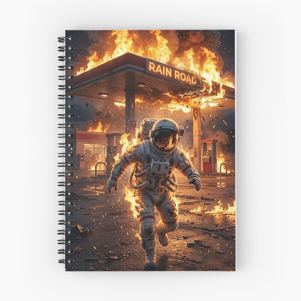 Item preview, Burning Astronaut at Gas Station Surreal Art designed and sold by Rain-Road.