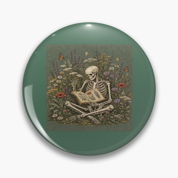 Item preview, Gothic Herbalist Skeleton Reader designed and sold by POD DYNASTY | Original Print On Demand T-Shirt Graphics.