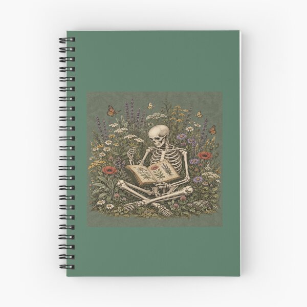 Item preview, Gothic Herbalist Skeleton Reader designed and sold by POD DYNASTY | Original Print On Demand T-Shirt Graphics.