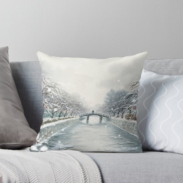 Item preview, Vintage Watercolor Winter Japan Canal Bridge Art Vector designed and sold by Shutter-Dragon.