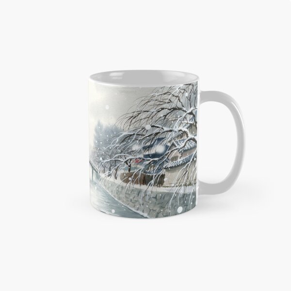 Item preview, Vintage Watercolor Winter Japan Canal Bridge Art Vector designed and sold by Shutter-Dragon.