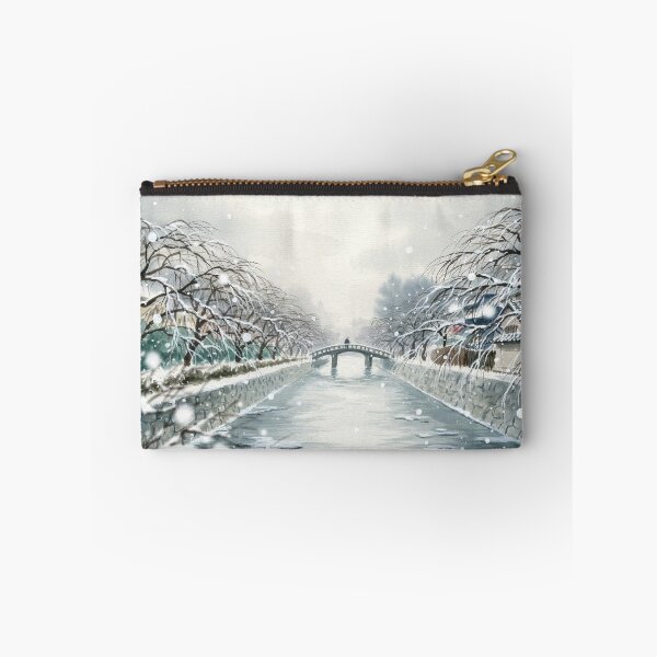 Item preview, Vintage Watercolor Winter Japan Canal Bridge Art Vector designed and sold by Shutter-Dragon.