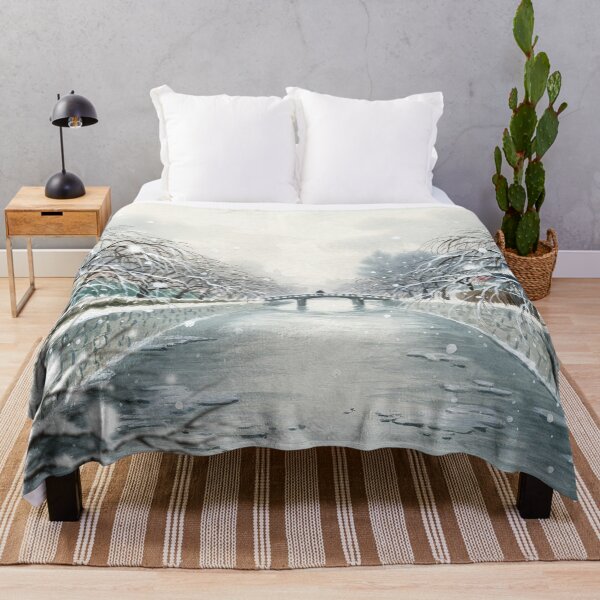 Item preview, Vintage Watercolor Winter Japan Canal Bridge Art Vector designed and sold by Shutter-Dragon.