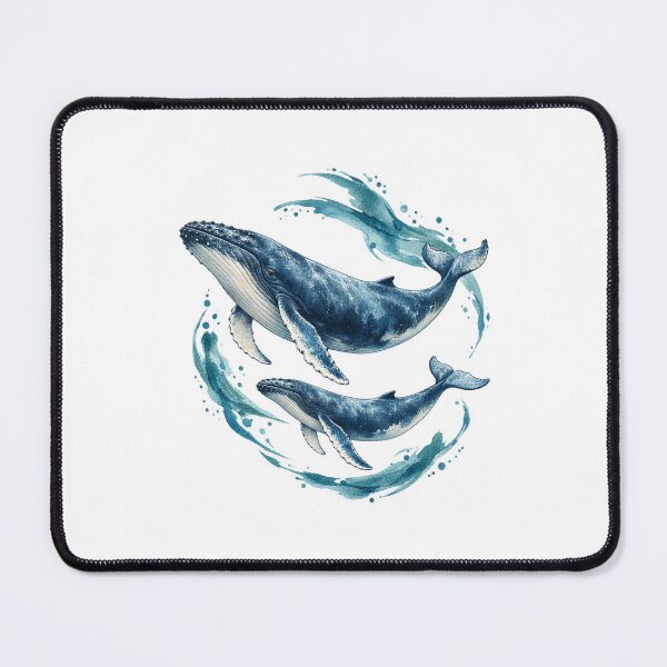 Item preview, Humpback Whale Mother and Calf Watercolor designed and sold by KenworksDigital.
