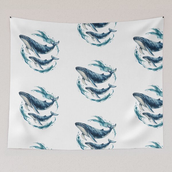 Item preview, Humpback Whale Mother and Calf Watercolor designed and sold by KenworksDigital.