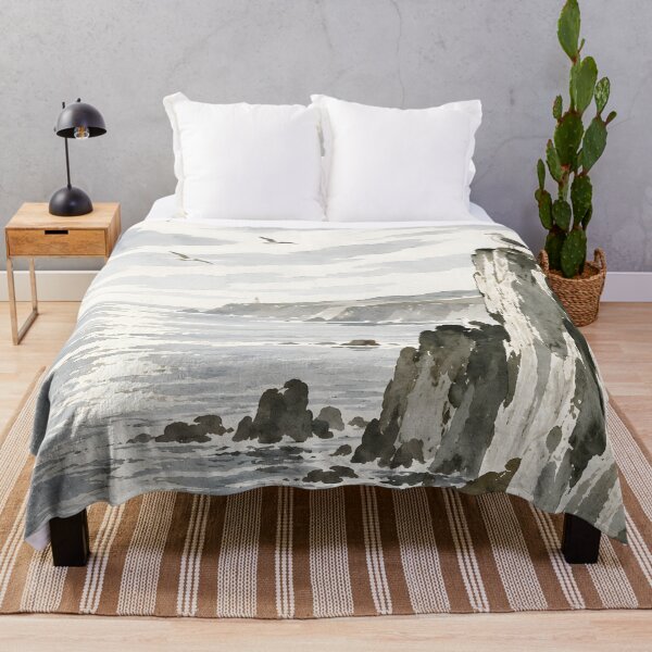 Item preview, Coastal Cliffs and Seagulls Watercolor Seascape designed and sold by GutyzDesignsES.