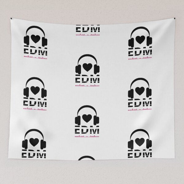 Item preview, Love EDM music - oversized black and white headphones heart tee designed and sold by Giobb-Artwork.