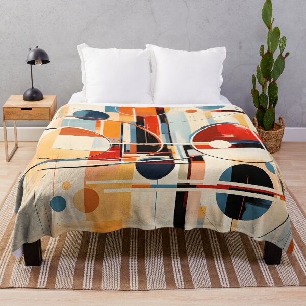 Item preview, Mid Century Modern Geometric Abstract Orange and Blue Art designed and sold by GutyzDesignsES.