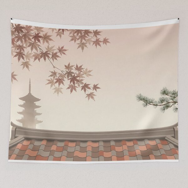 Item preview, Vintage Watercolor Autumn Japanese Pagoda Temple Art Vector designed and sold by Shutter-Dragon.