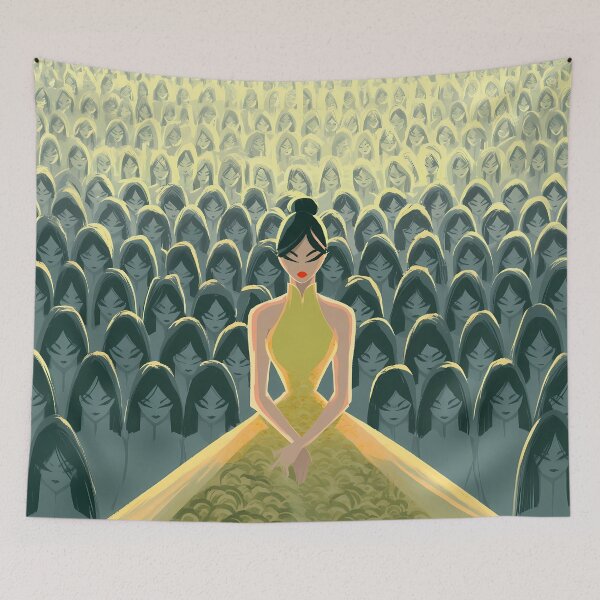 Item preview, Yellow Dress Woman Crowd Stylized Art designed and sold by Lunat1kk.