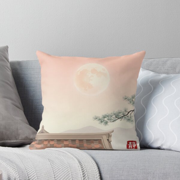 Item preview, Vintage Watercolor Flying Cranes Full Moon Temple Art Vector designed and sold by Shutter-Dragon.