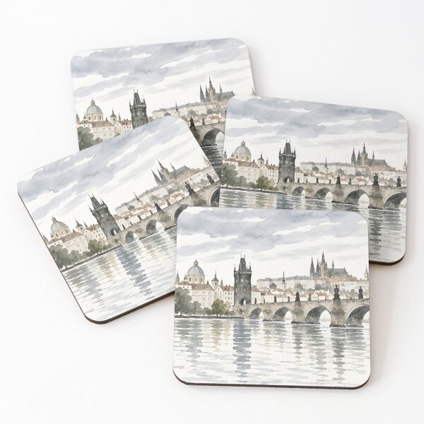 Item preview, Prague Charles Bridge Watercolor Cityscape designed and sold by GutyzDesignsES.