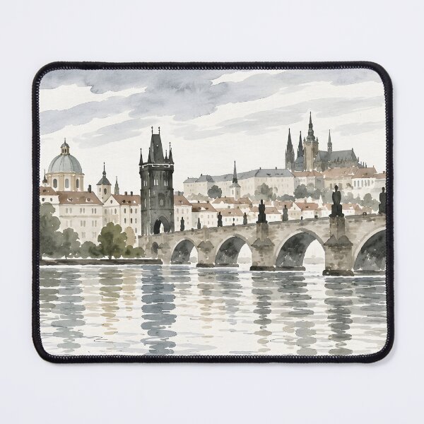 Artikelvorschau, Prague Charles Bridge Watercolor Cityscape entworfen und verkauft von GutyzDesignsES.