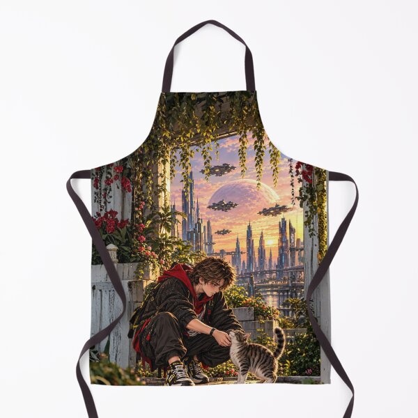 Item preview, Danix Cyberpunk Rooftop Garden Cat Poster Design designed and sold by Kenzie & Co.