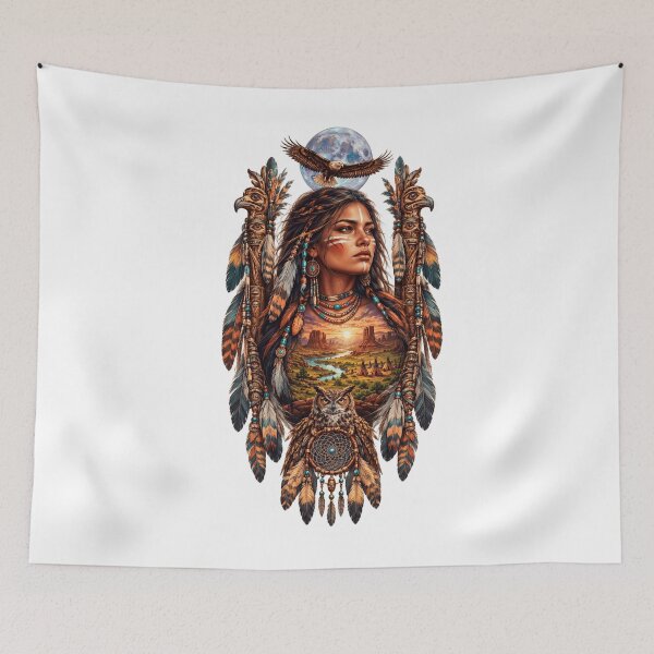 Item preview, Spirit of the Canyon Native American Woman & Eagle Fantasy Art designed and sold by VALKYRAART53.