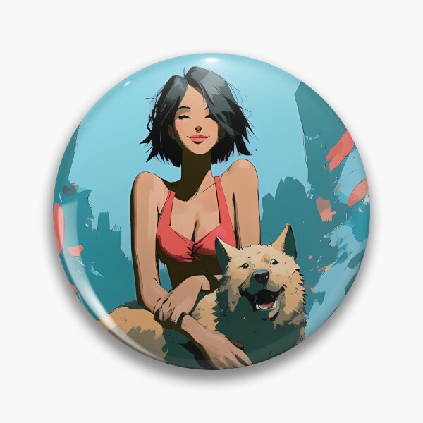 Item preview, Short Hair Girl with Dog Snowy Landscape Art designed and sold by Lunat1kk.