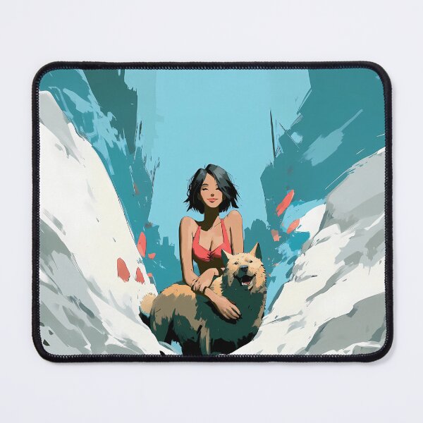 Item preview, Short Hair Girl with Dog Snowy Landscape Art designed and sold by Lunat1kk.
