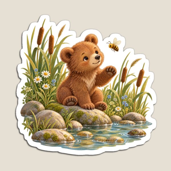 Artikelvorschau, Bear Cub Greets Riverside Bee entworfen und verkauft von WunkusWorld.