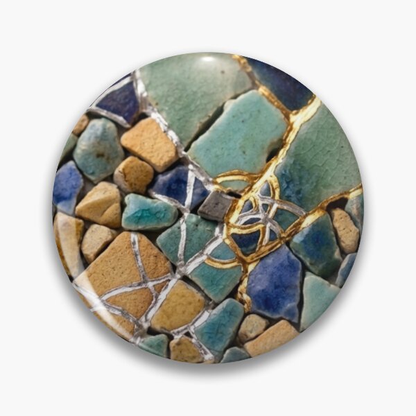 Item preview, Kintsugi Shattered Tiles in Ocean and Sand Tones - Coastal Mosaic Wabi-Sabi Art designed and sold by Purrfecta.