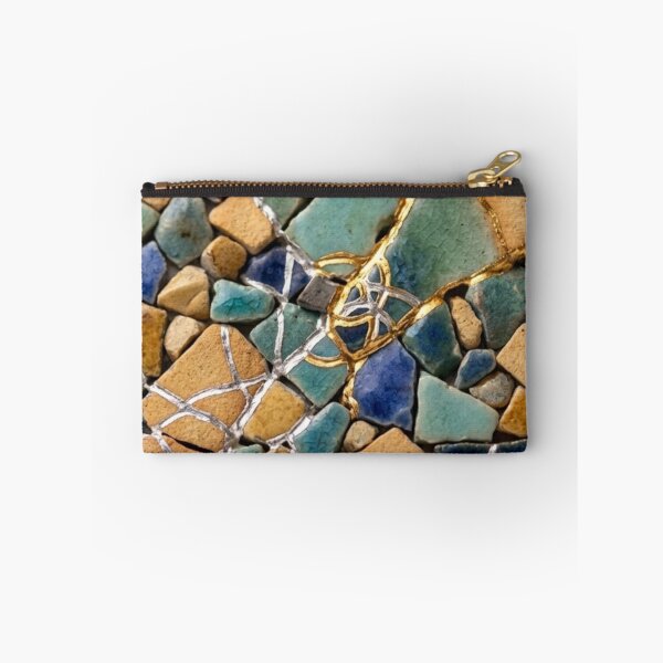 Item preview, Kintsugi Shattered Tiles in Ocean and Sand Tones - Coastal Mosaic Wabi-Sabi Art designed and sold by Purrfecta.
