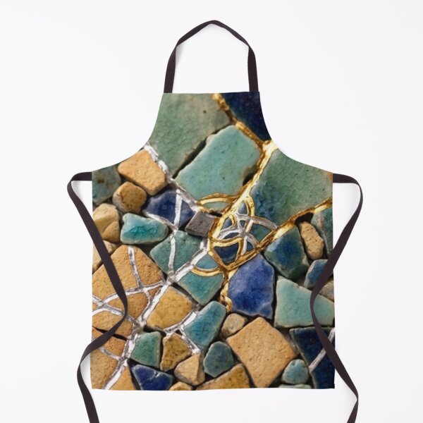 Item preview, Kintsugi Shattered Tiles in Ocean and Sand Tones - Coastal Mosaic Wabi-Sabi Art designed and sold by Purrfecta.