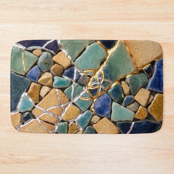 Item preview, Kintsugi Shattered Tiles in Ocean and Sand Tones - Coastal Mosaic Wabi-Sabi Art designed and sold by Purrfecta.