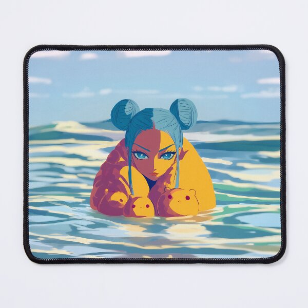 Item preview, Blue Hair Anime Girl Beach Capybara Art designed and sold by Lunat1kk.