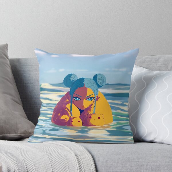 Item preview, Blue Hair Anime Girl Beach Capybara Art designed and sold by Lunat1kk.