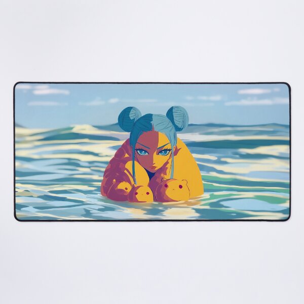 Item preview, Blue Hair Anime Girl Beach Capybara Art designed and sold by Lunat1kk.