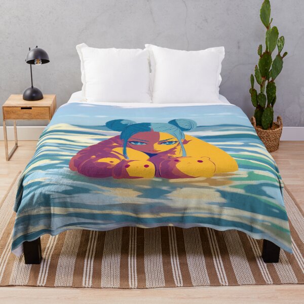Item preview, Blue Hair Anime Girl Beach Capybara Art designed and sold by Lunat1kk.