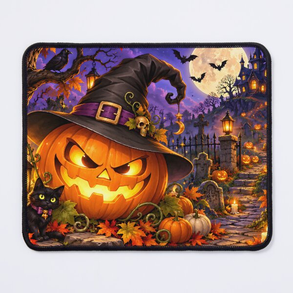 Item preview, Glowing Halloween Pumpkin in a Witch Hat designed and sold by PRINTIONAL.