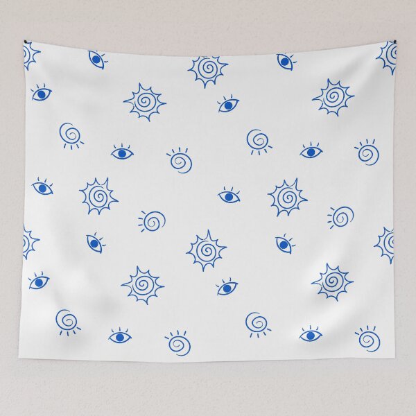 Item preview, Mystical Blue Sun and Evil Eye Doodle Pattern designed and sold by Vision Crafted.
