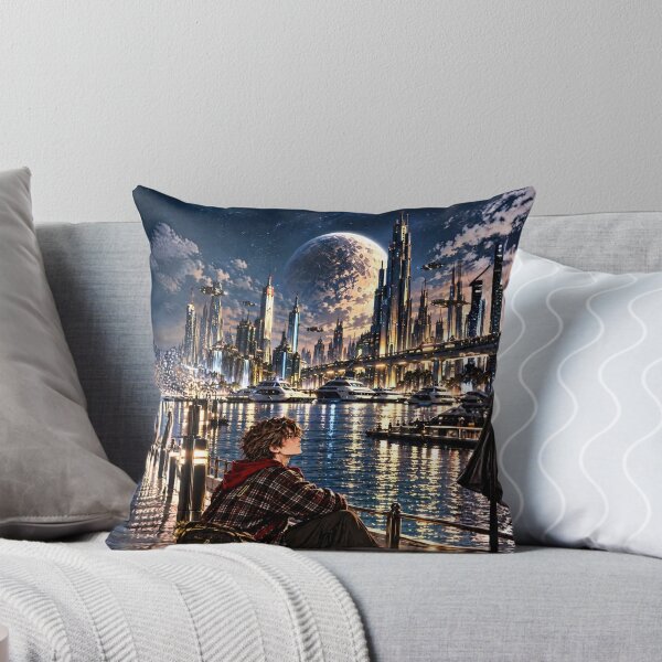 Item preview, Danix Cyberpunk Harbour Moonrise Poster Design designed and sold by Kenzie & Co.