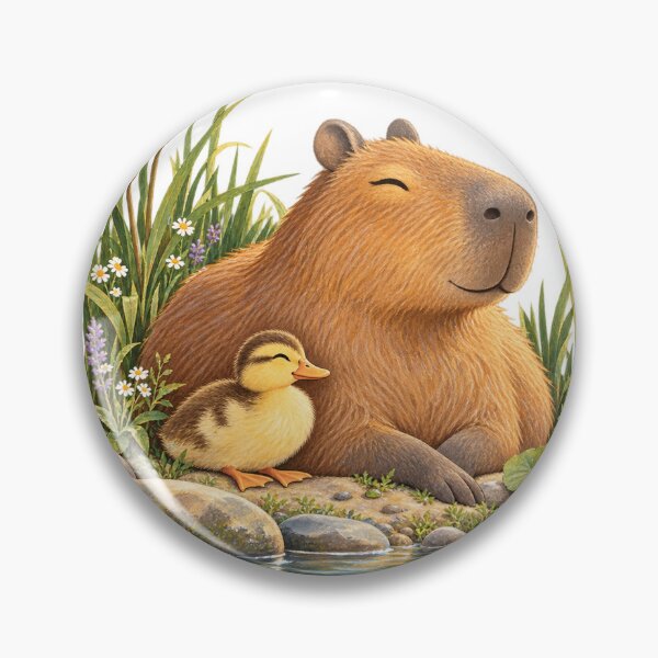 Artikelvorschau, Capybara and Duckling Riverside Stroll entworfen und verkauft von WunkusWorld.